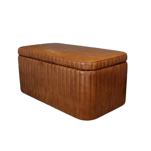 POUF BELMONT CUERO CARAMELO 93X52X44