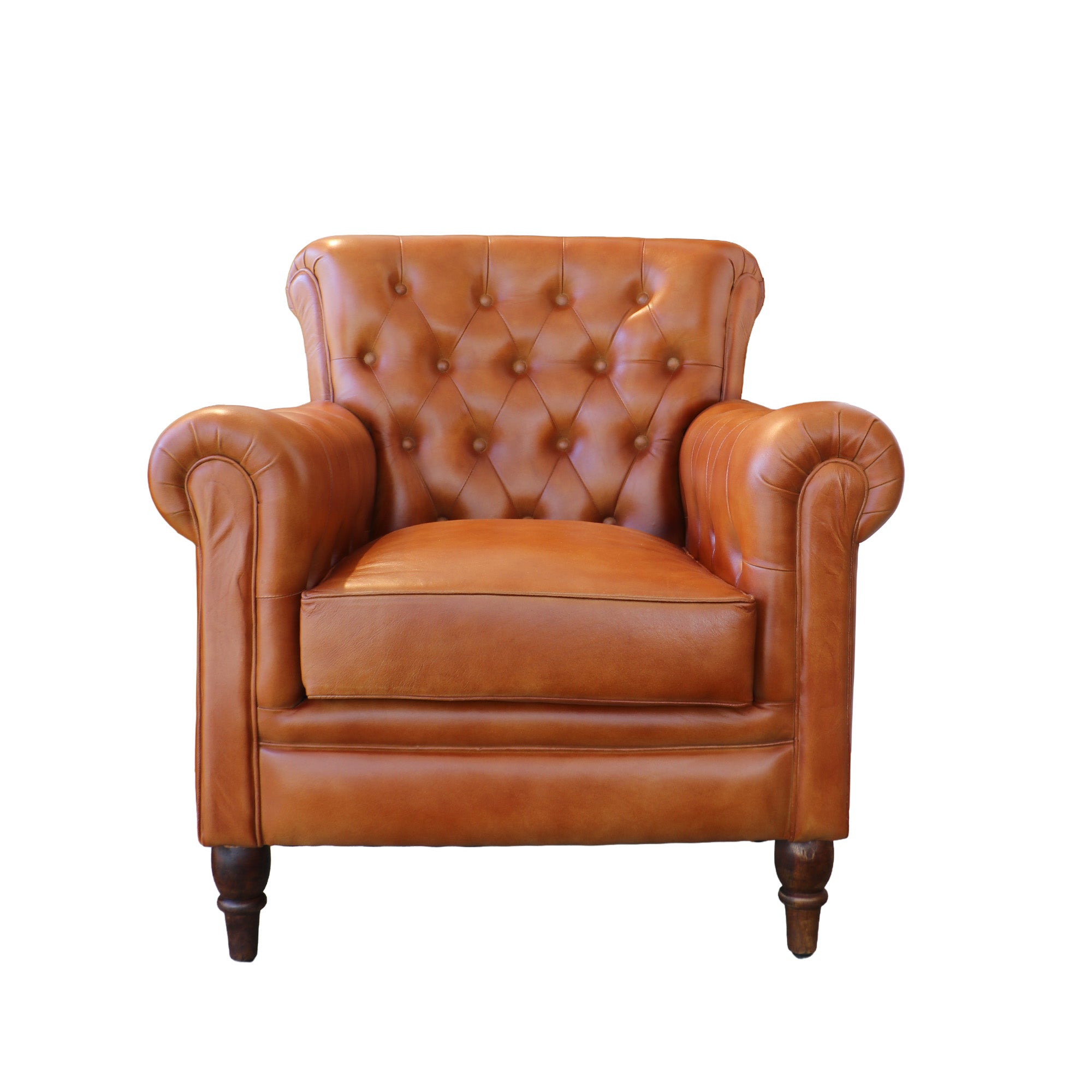 SILLON ARTUR CAPITONE 1C CUERO CARAMELO 84X67X95
