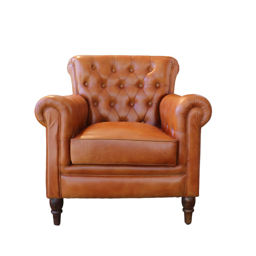 SILLON ARTUR CAPITONE 1C CUERO CARAMELO 84X67X95