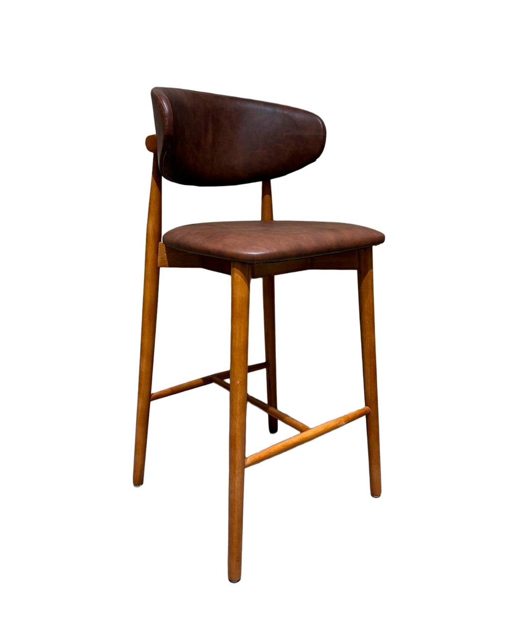 Piso Bar Álvaro Madera Walnut y Eco Cuero Marrón (Llegada en Agosto)