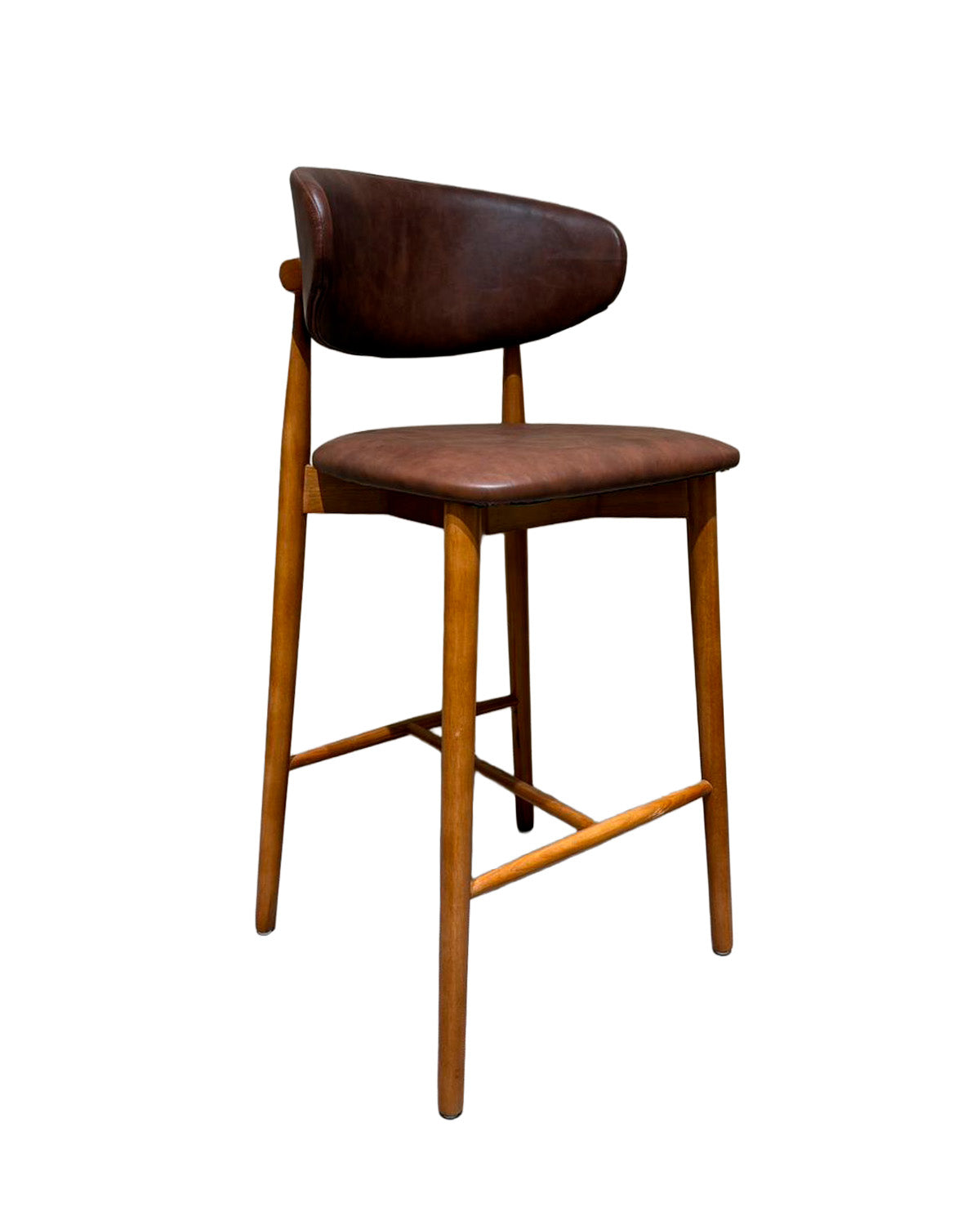 Piso Bar Álvaro Madera Walnut y Eco Cuero Marrón (Llegada en Agosto)