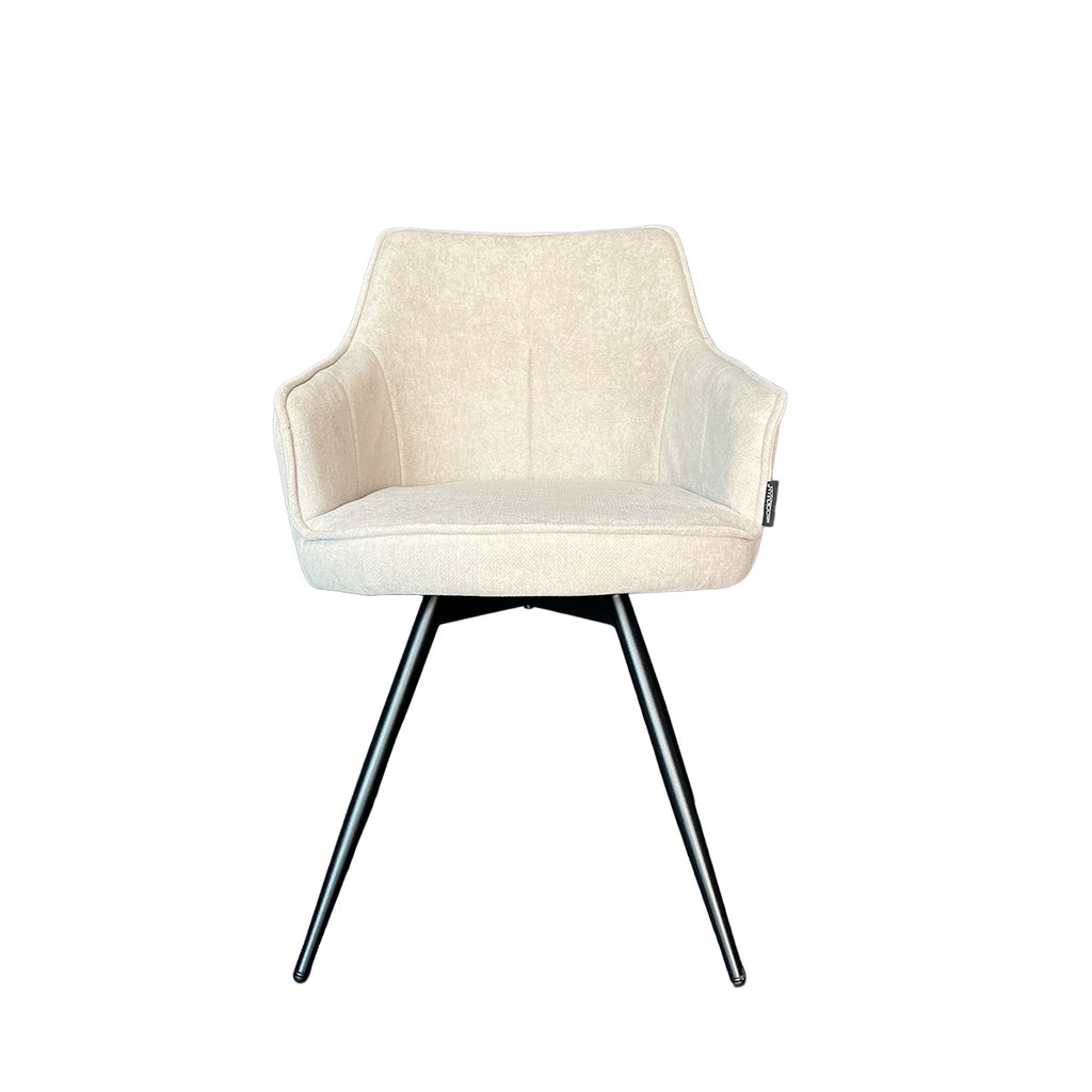 Silla Oliver – Tela Beige con Brazos y Base Metálica 63 X 57,5 X 84,5CM