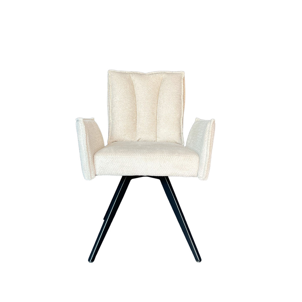 Silla Preston – Tela Beige con Brazos y Base Metálica Giratoria 66 X 63 X 92CM