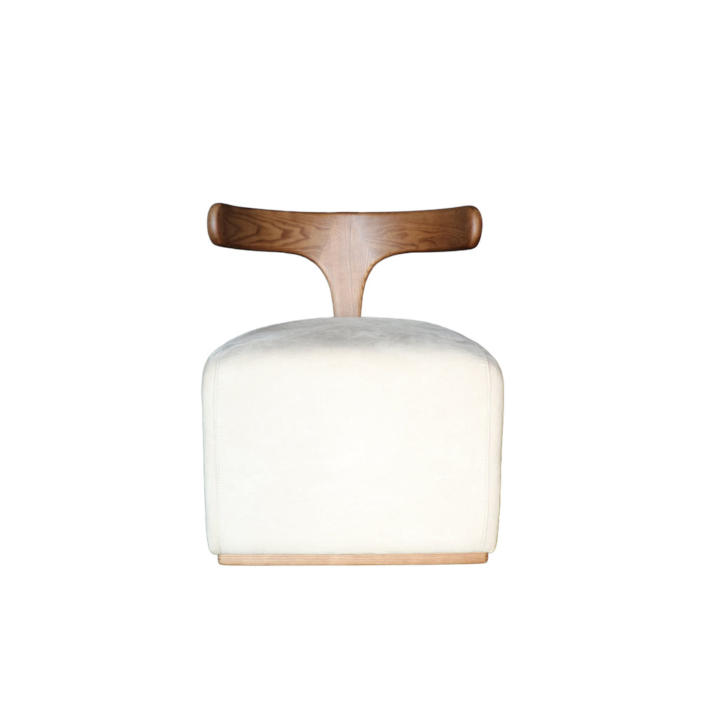 Silla Almodovar Tela Velvet Beige Madera Fresno Walnut