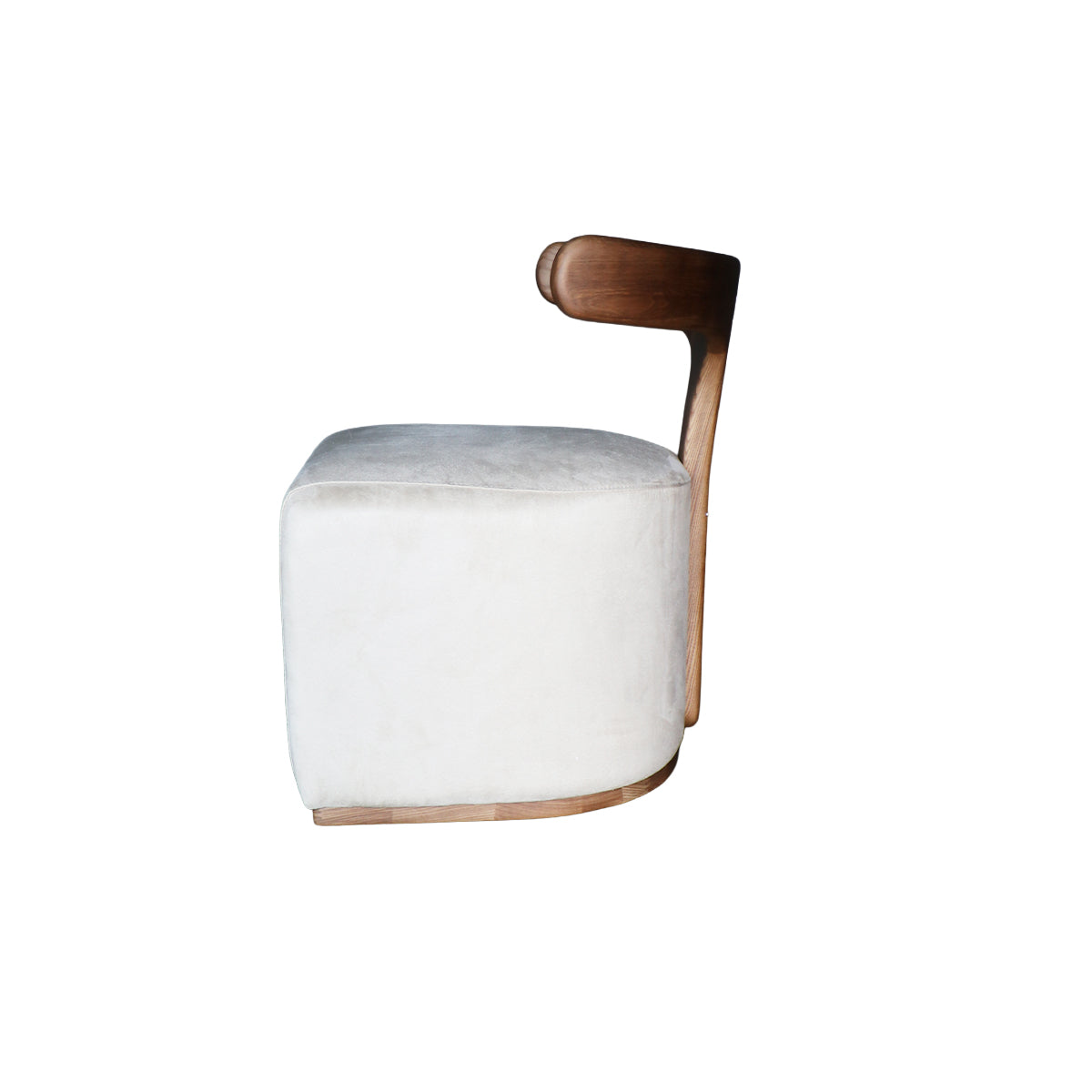 Silla Almodovar Tela Velvet Beige Madera Fresno Walnut