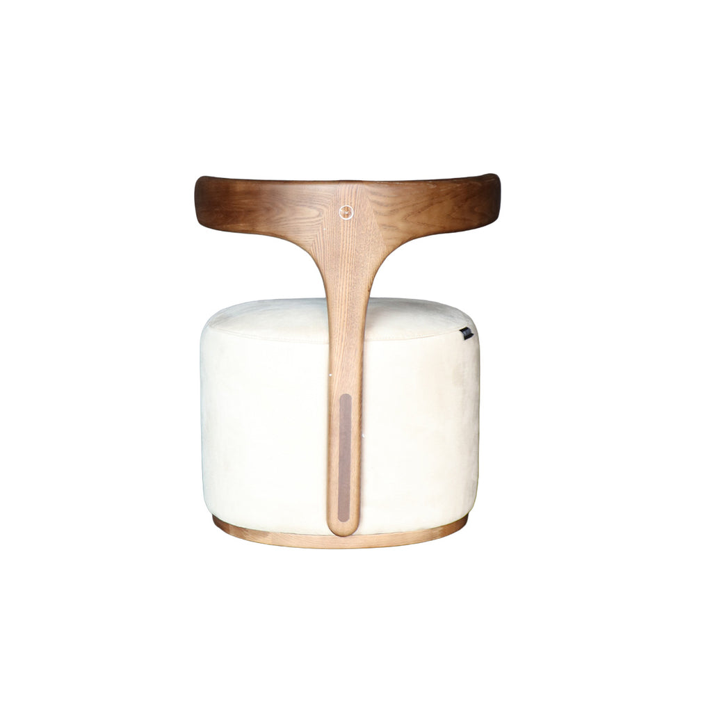 Silla Almodovar Tela Velvet Beige Madera Fresno Walnut
