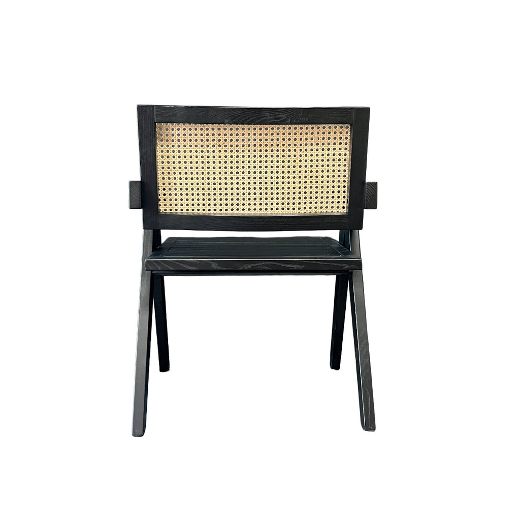 Silla Aurora Plus Madera Fresno Negra y Respaldo de Ratán Natural
