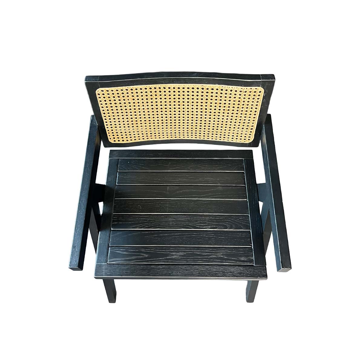 Silla Aurora Plus Madera Fresno Negra y Respaldo de Ratán Natural