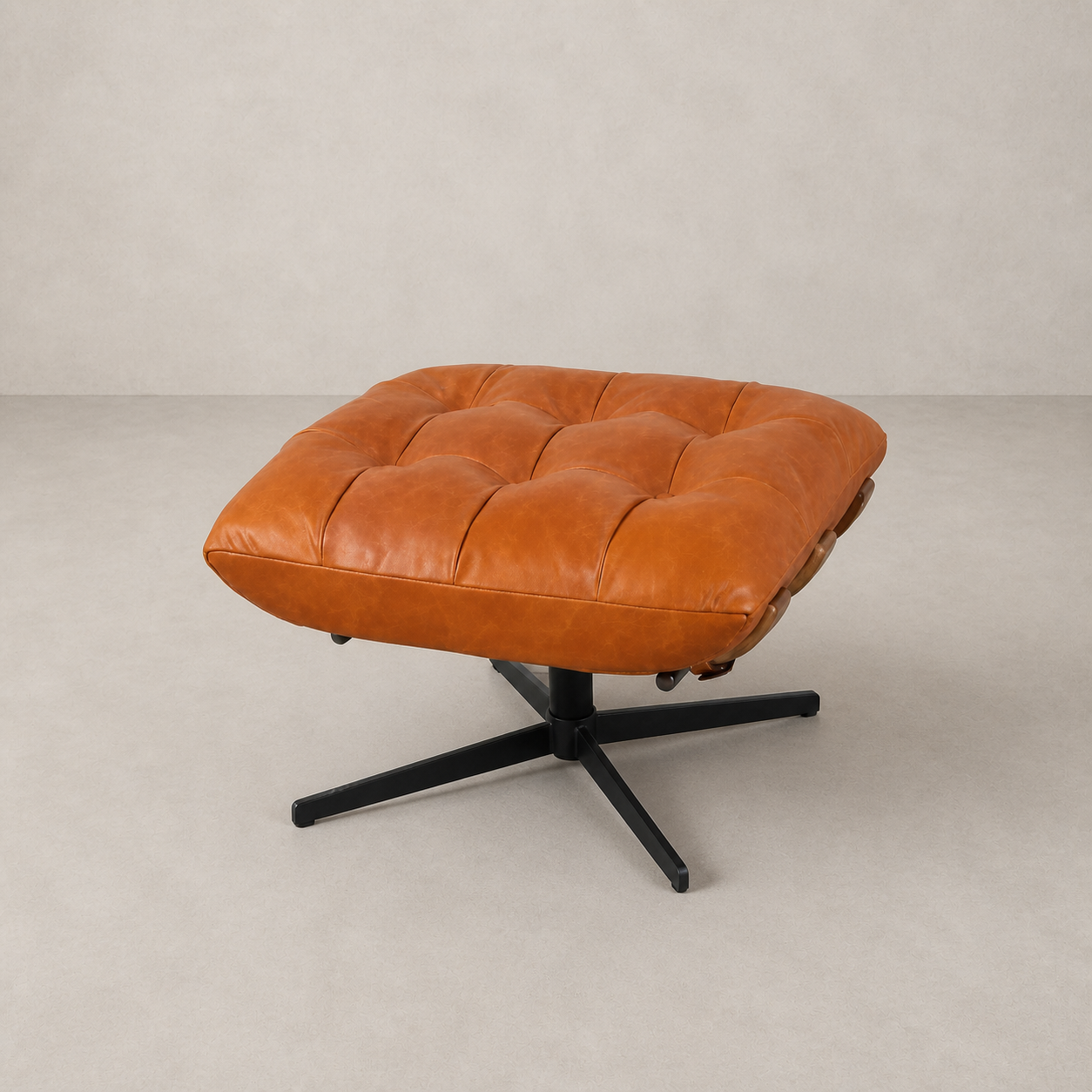 Banqueta Swivel en cuero Top Grain caramelo