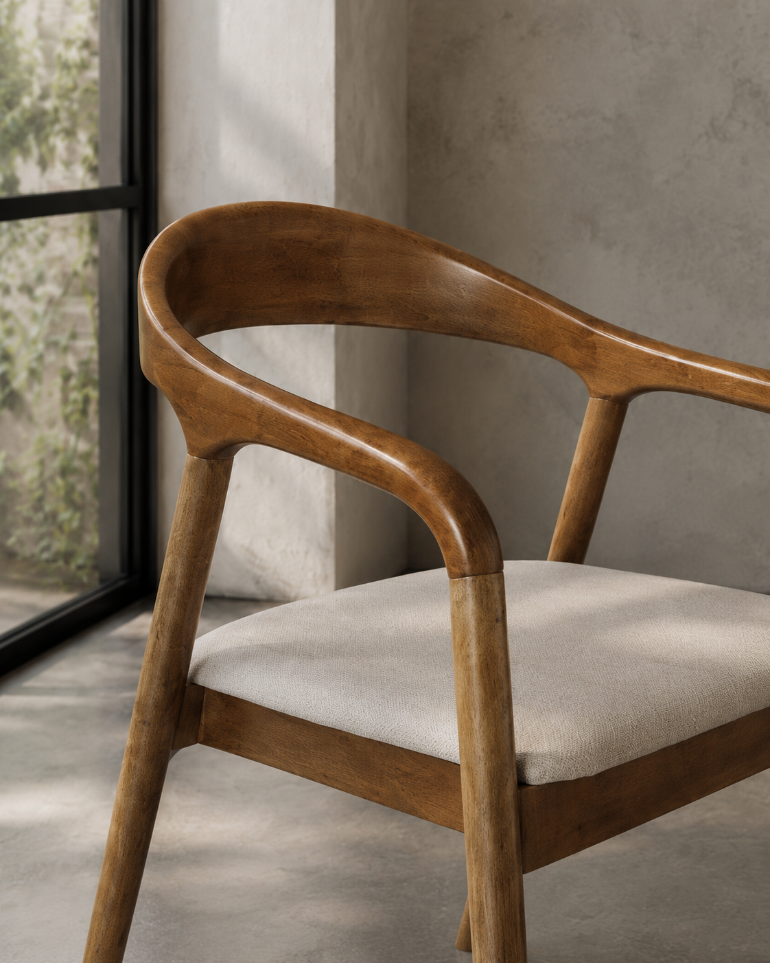 Silla Gyven – Lino y Madera Tono Walnut