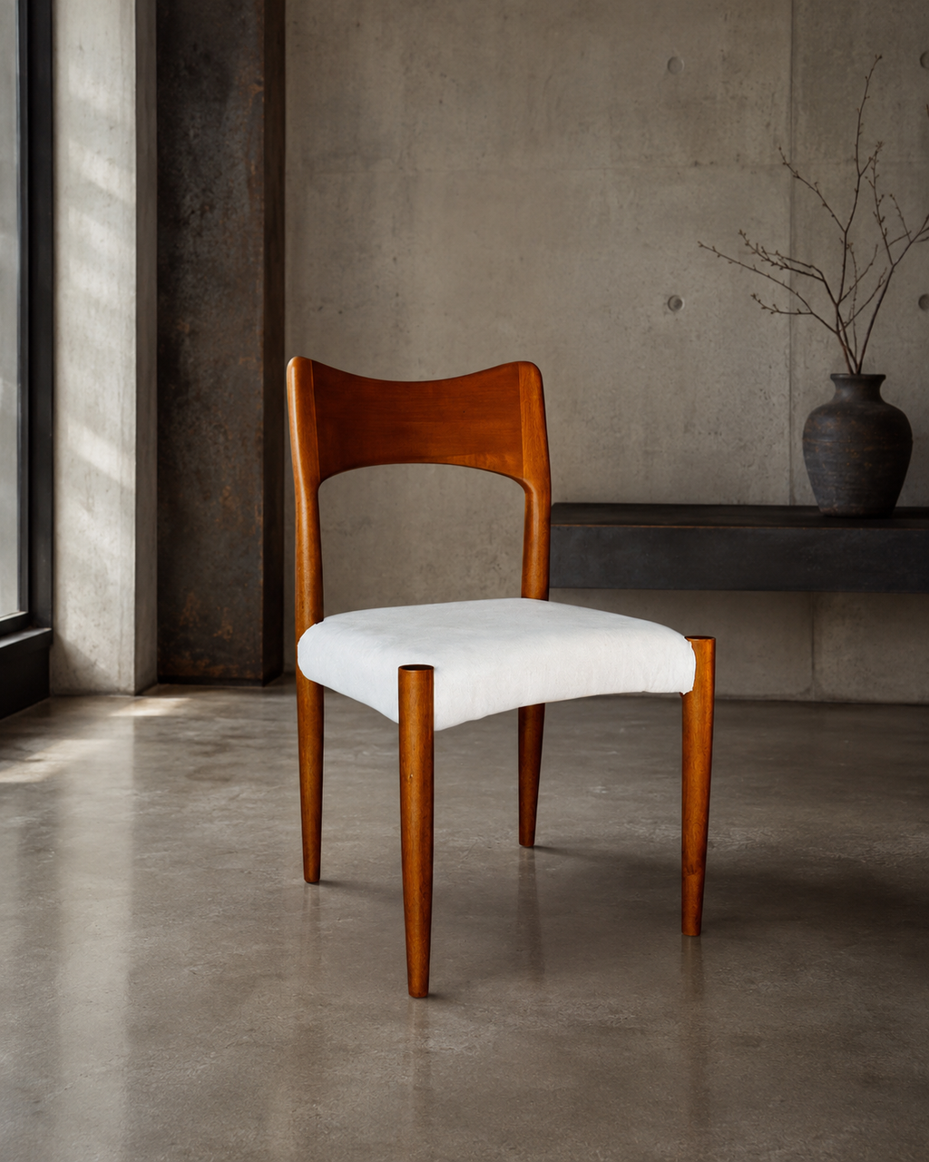 Silla Juliet – Lino Gris y Madera Walnut