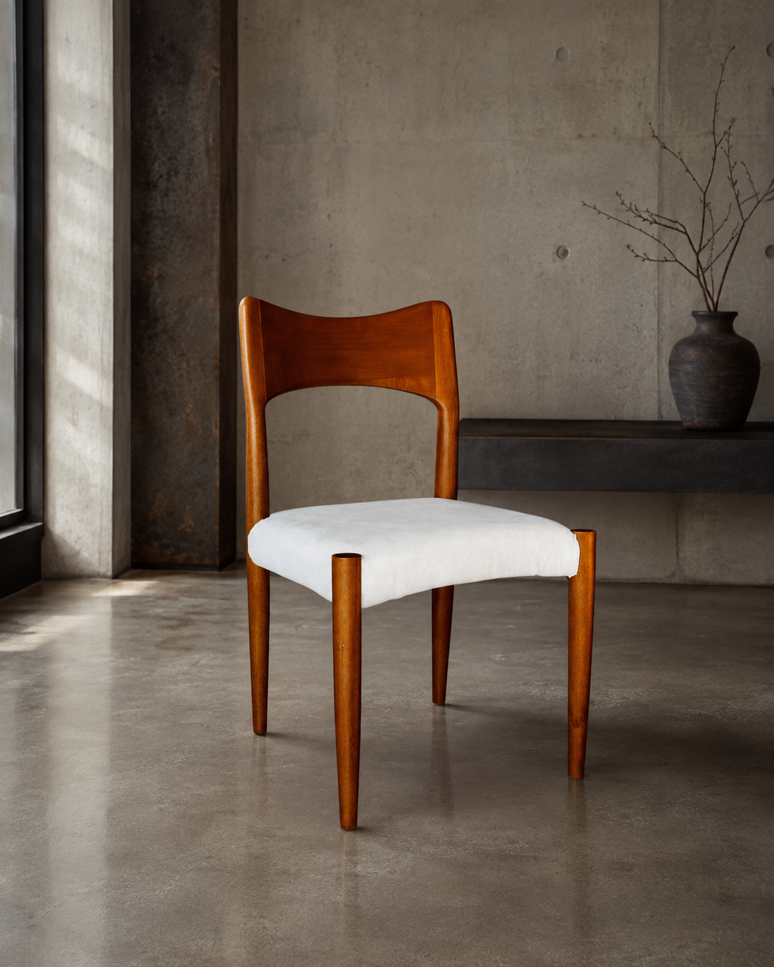 Silla Juliet – Lino Gris y Madera Walnut