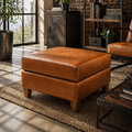 OTOMAN BRETON CUERO CARAMELO 60X50X46