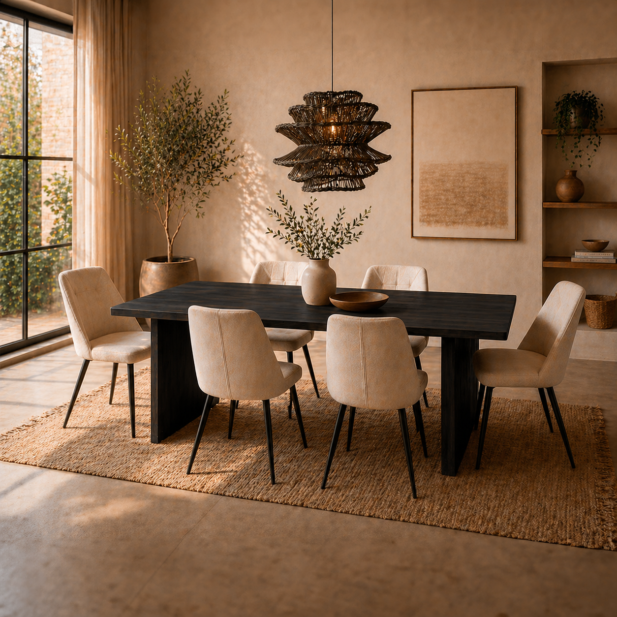 MESA COMEDOR ALINKA POLIMADERA NEGRA 180X110X75