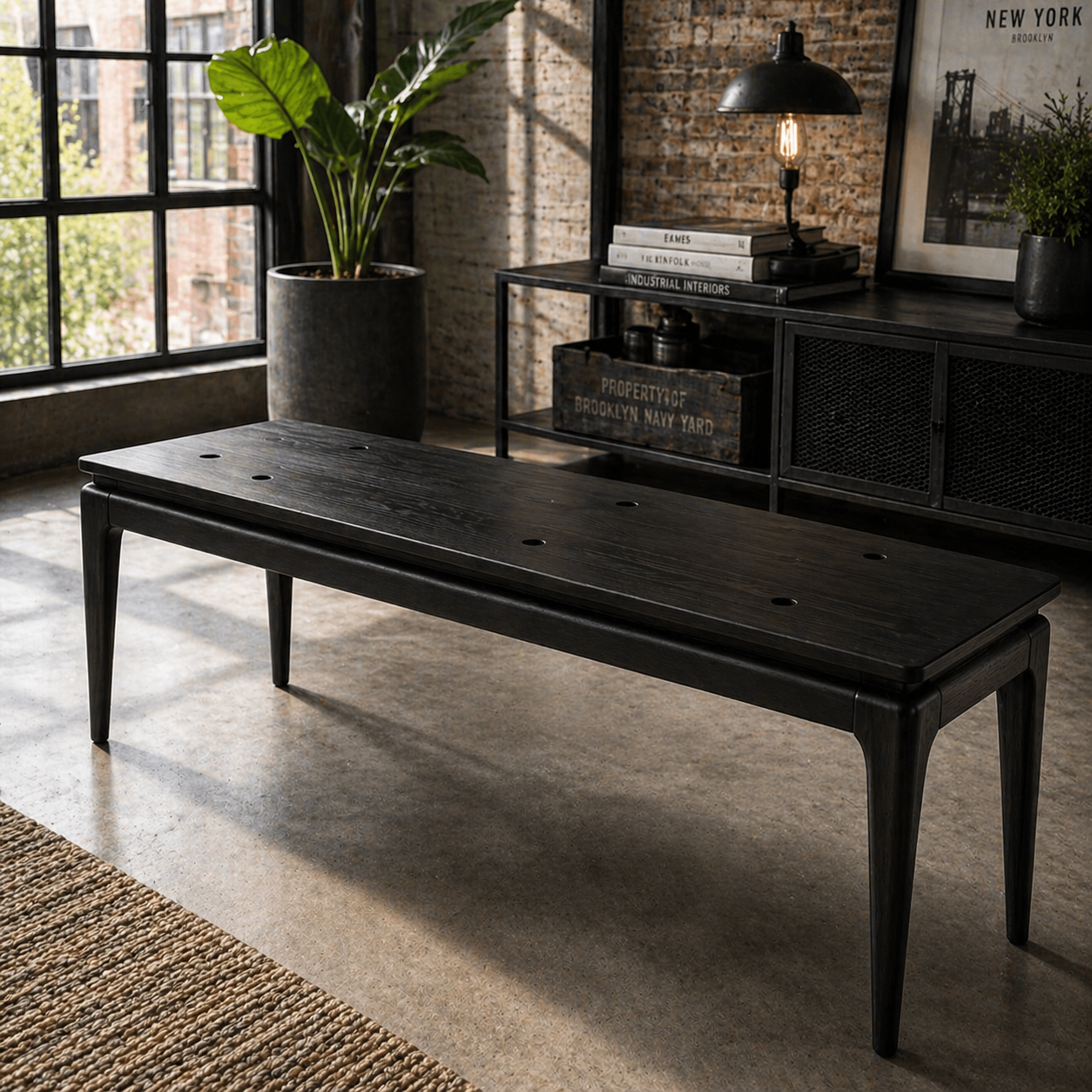 BANQUETA NIKOPOL MADERA FRESNO NEGRA 150X28X44