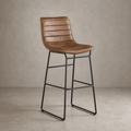 Silla de Bar Torino Cuero Café Claro y Acero Sand Black