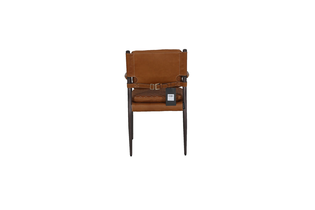 Sitial Harley Cuero Cowhide Caramelo Apoyabrazos Madera Base Acero