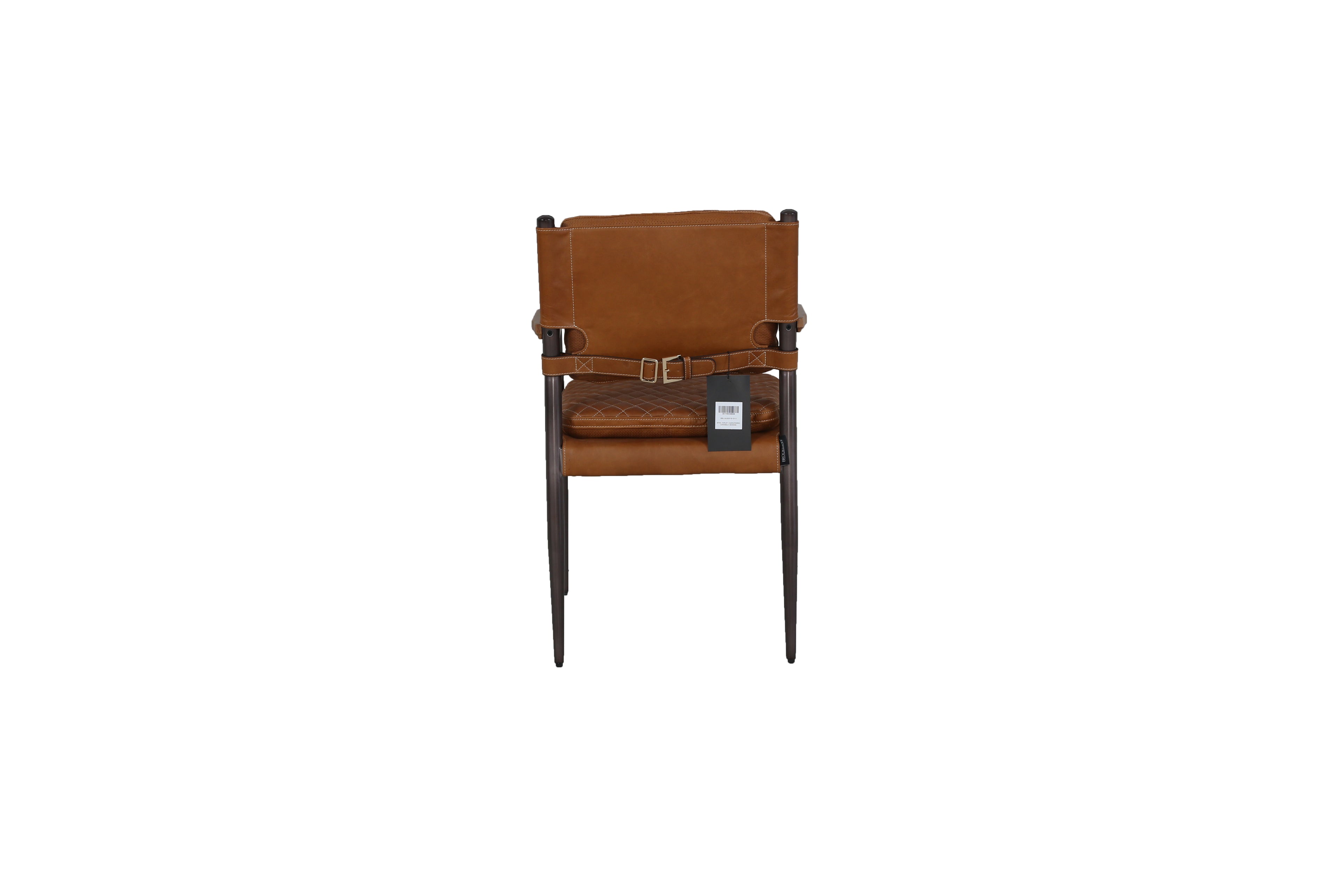 Sitial Harley Cuero Cowhide Caramelo Apoyabrazos Madera Base Acero