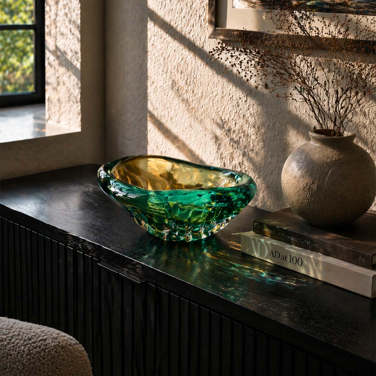 Adorno de Vidrio Soplado Luna Ocean Decorativo Moderno