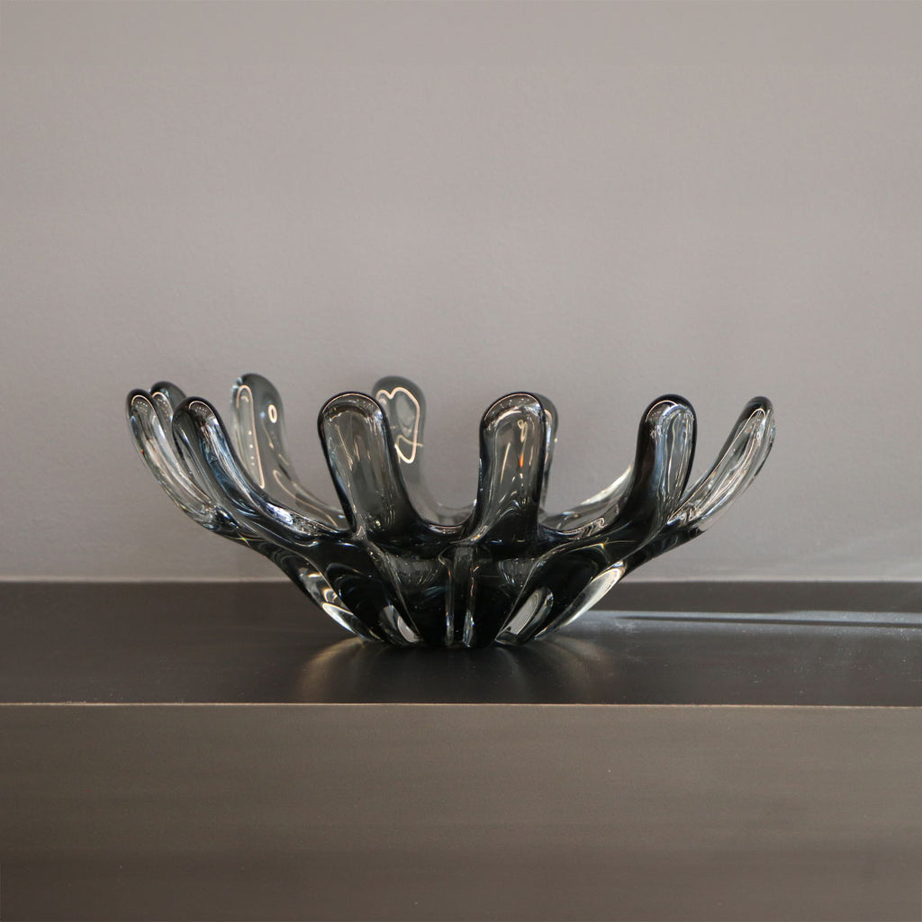 Adorno de Vidrio Soplado Telica Gris Decorativo Moderno