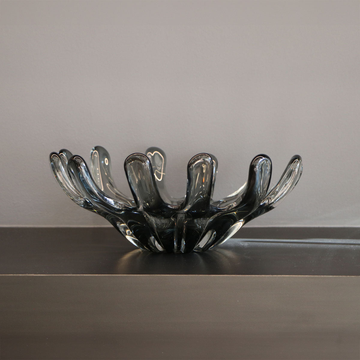 Adorno de Vidrio Soplado Telica Gris Decorativo Moderno