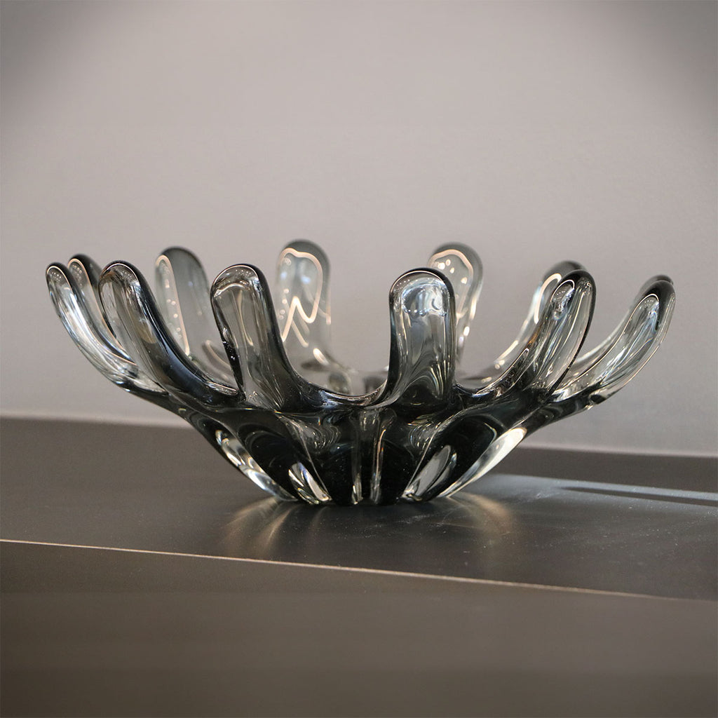 Adorno de Vidrio Soplado Telica Gris Decorativo Moderno