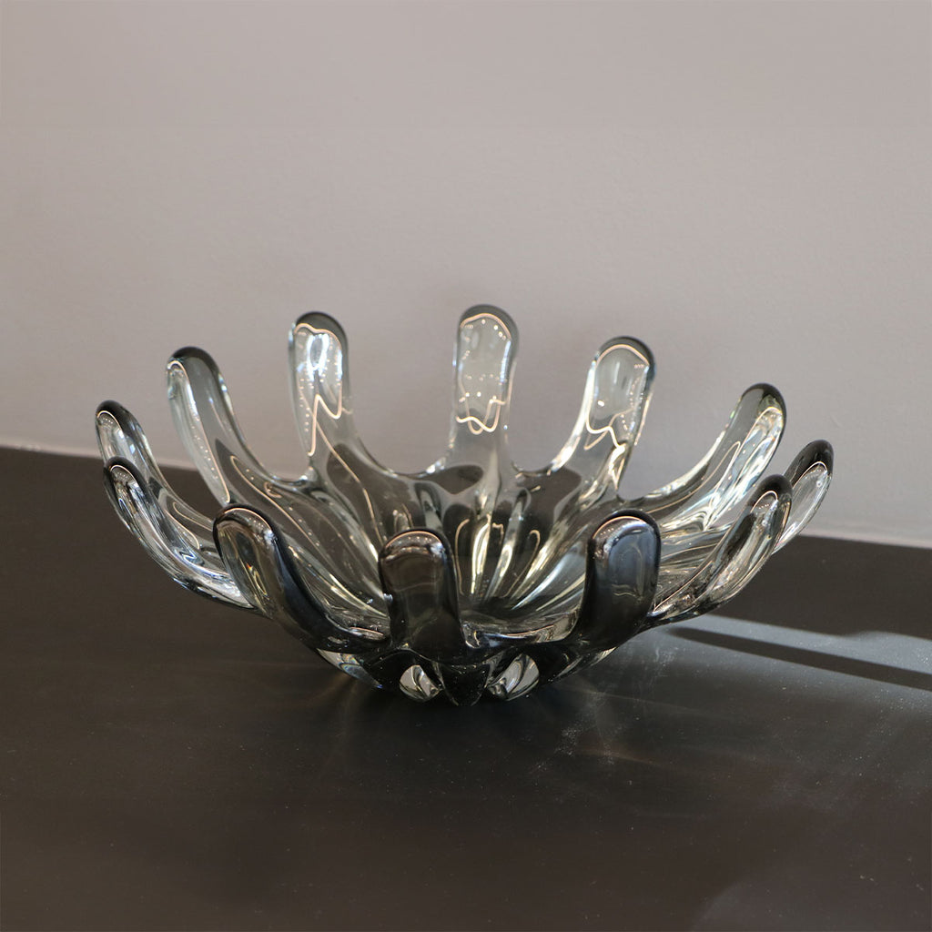 Adorno de Vidrio Soplado Telica Gris Decorativo Moderno