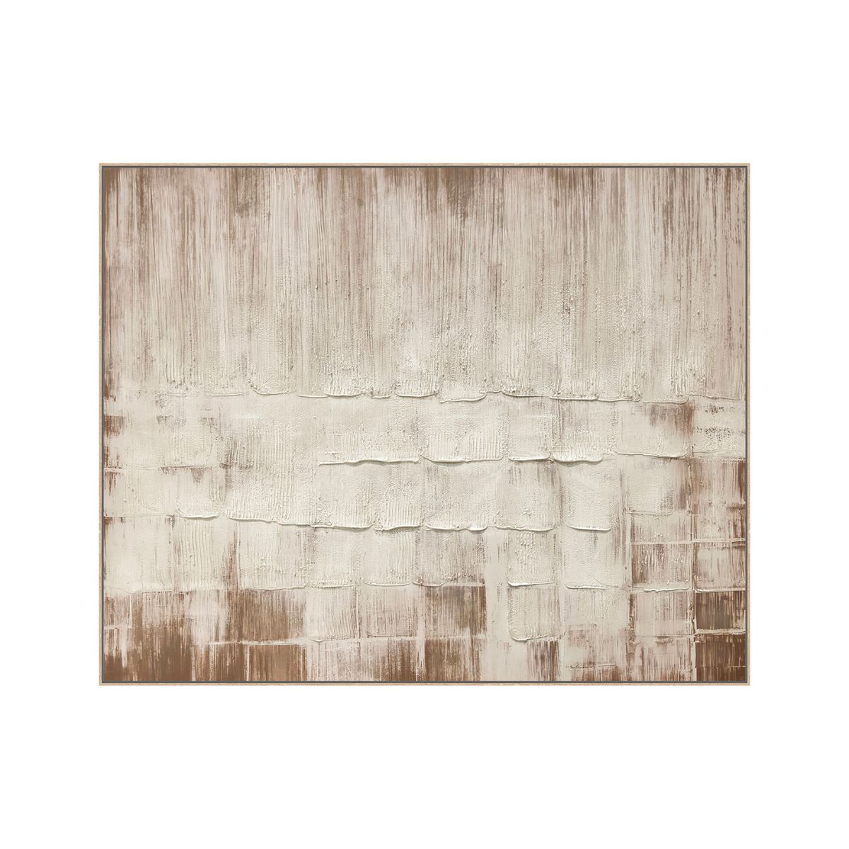 CUADRO LA TIERRA CANVAS HD Y PINTADO A MANO BLANCO/CAFÉ  MARCO CARAMELO 150X120