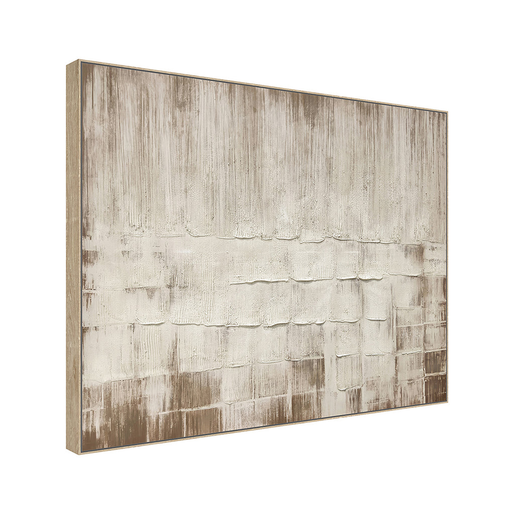 CUADRO LA TIERRA CANVAS HD Y PINTADO A MANO BLANCO/CAFÉ  MARCO CARAMELO 150X120