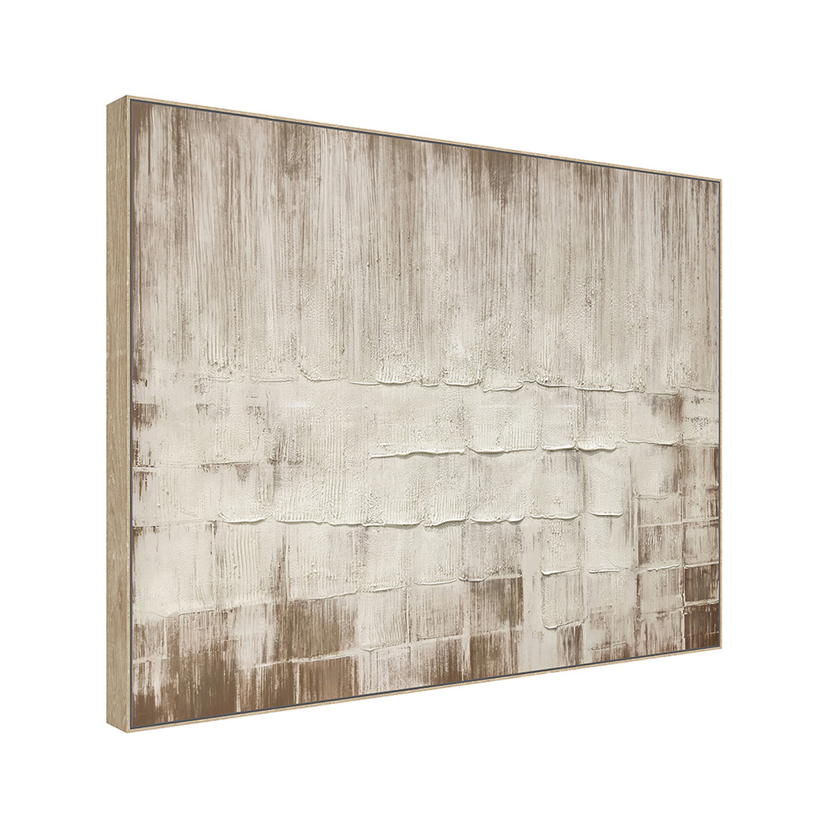 CUADRO LA TIERRA CANVAS HD Y PINTADO A MANO BLANCO/CAFÉ  MARCO CARAMELO 150X120