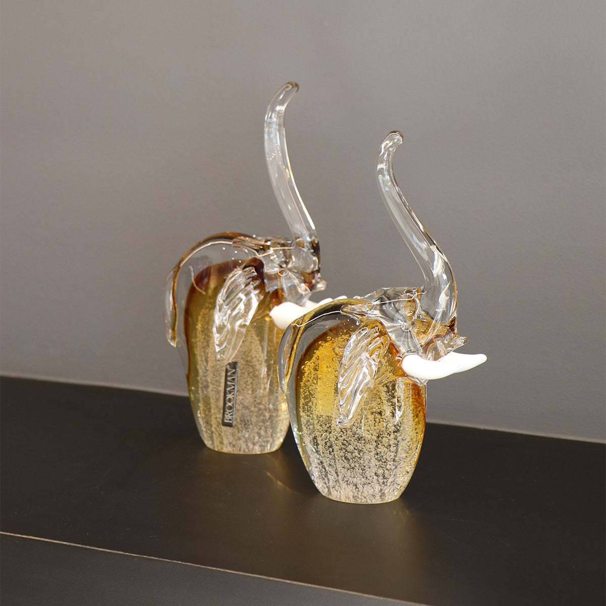 Escultura Elefante de Vidrio Soplado Ámbar Decorativa