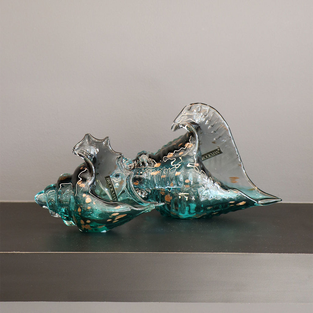 Adorno de Vidrio Soplado Caracol Ocean Blue Decorativo Moderno
