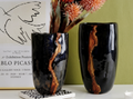 Florero de Vidrio Soplado Nero Alto Decorativo Moderno