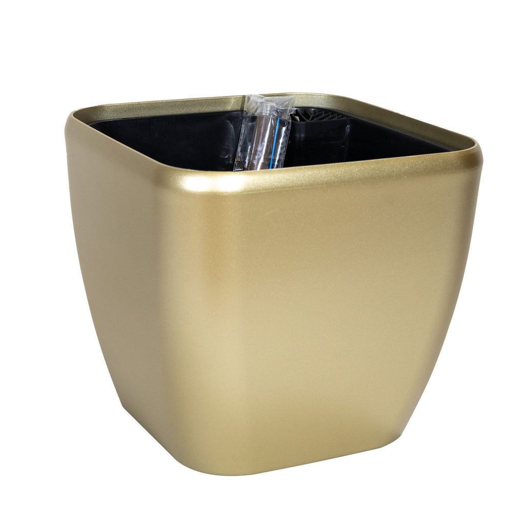 Macetero Aconcagua PVC Autoregante Cuadrado Oro 28 x 25,5cm