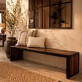 Banca de Madera Natural y Metal 180 cm