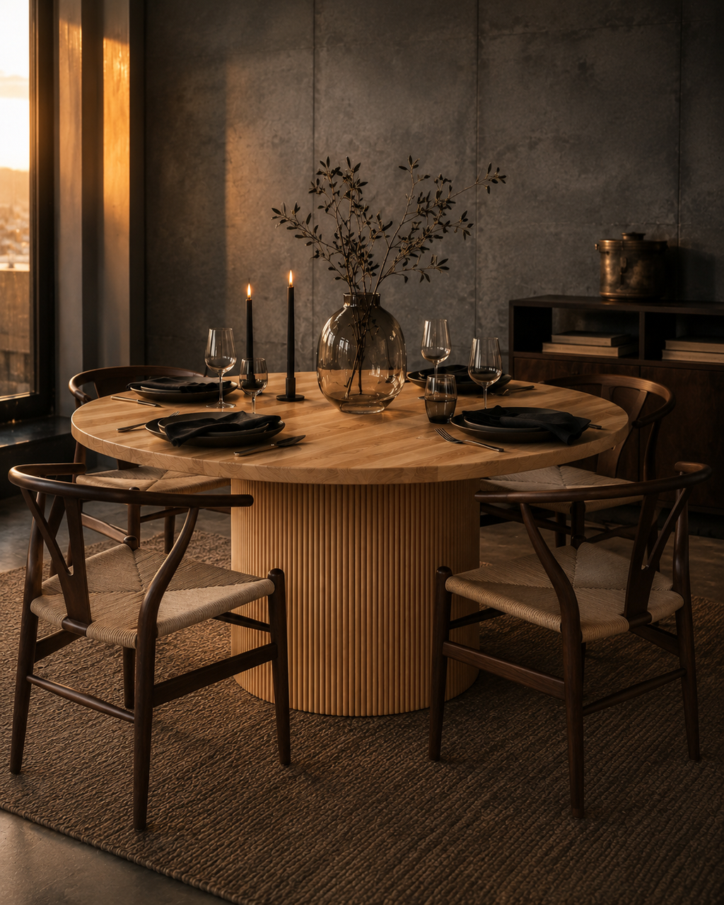 Mesa de Comedor Madroño Redonda Madera Fresno Natural 150cm