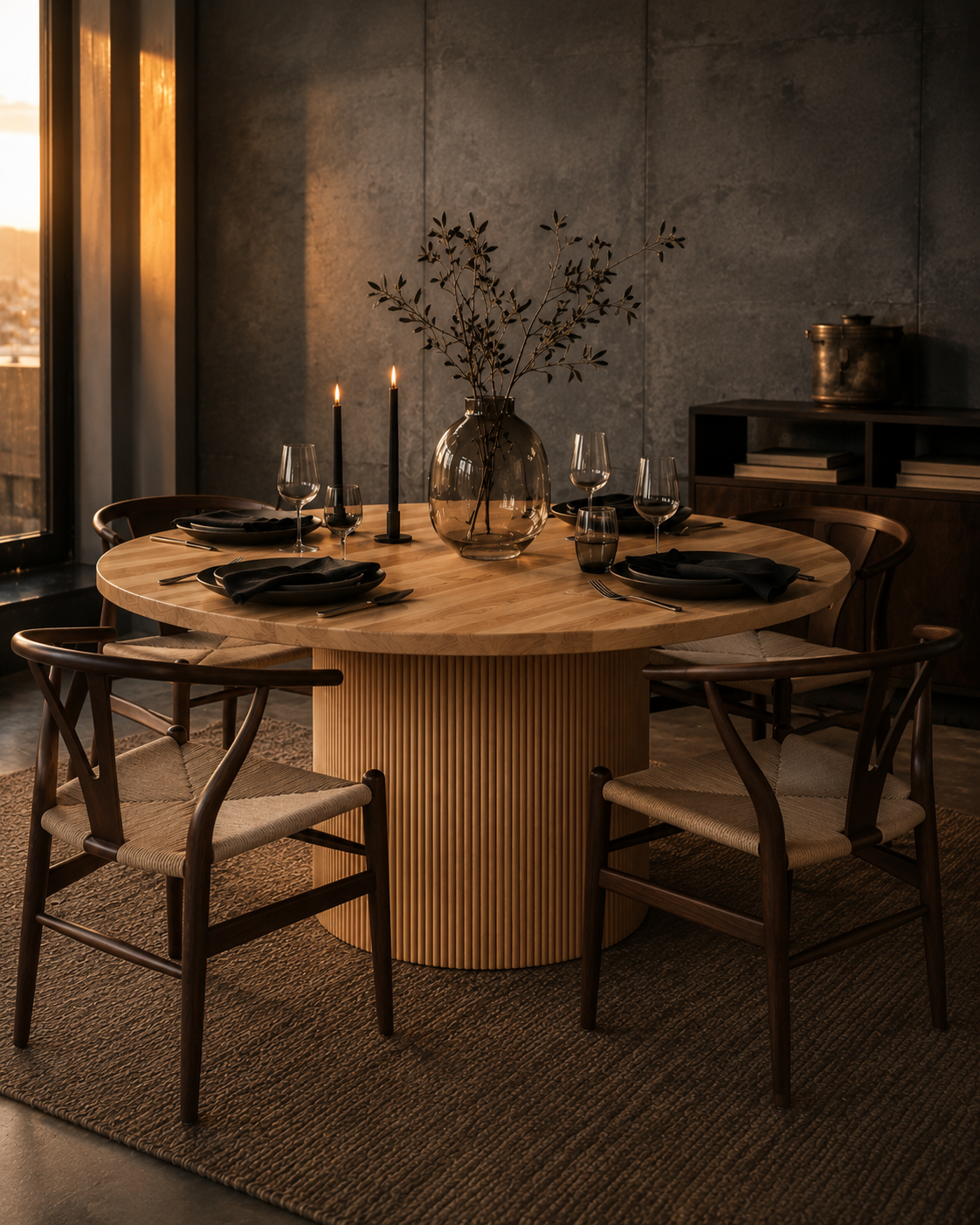 Mesa de Comedor Madroño Redonda Madera Fresno Natural 150cm