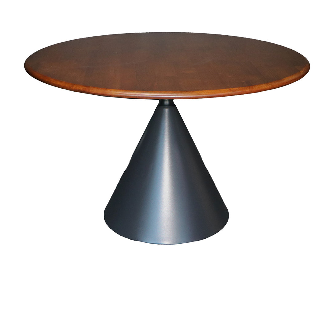 Mesa de Comedor Adeline Redonda Madera de Caucho Beige Negro 150 cm