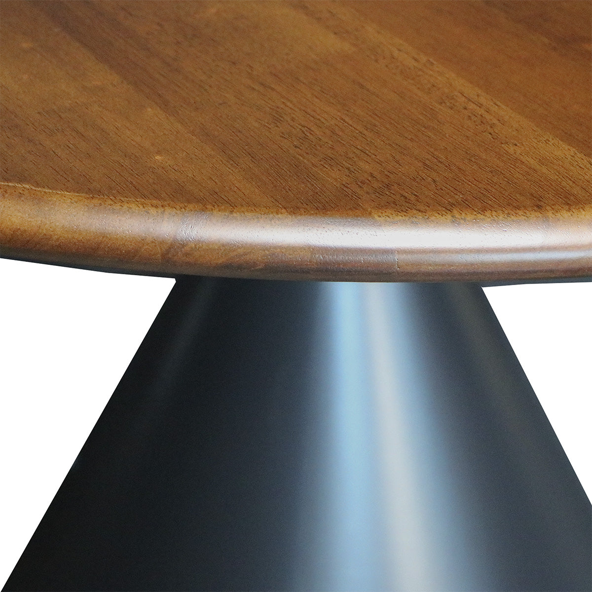Mesa de Comedor Adeline Redonda Madera de Caucho Beige Negro 150 cm