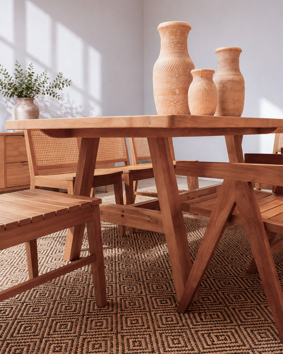 Mesa Anxious – 100% Madera de Caucho Color Claro