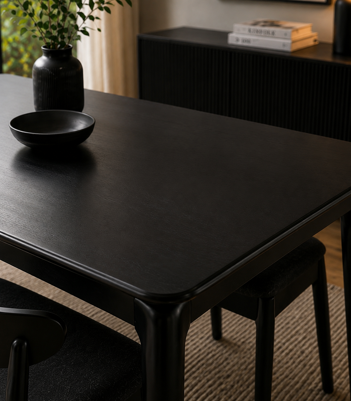Mesa Comedor Carla Vidrio y Madera Negro