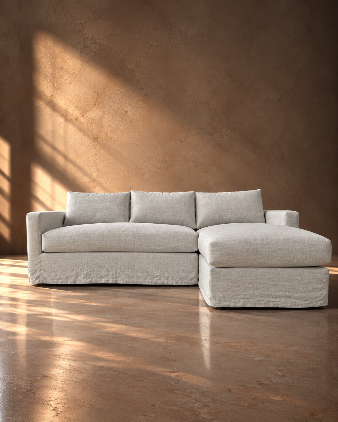 Seccional Monterrey Desenfundable Lino Natural