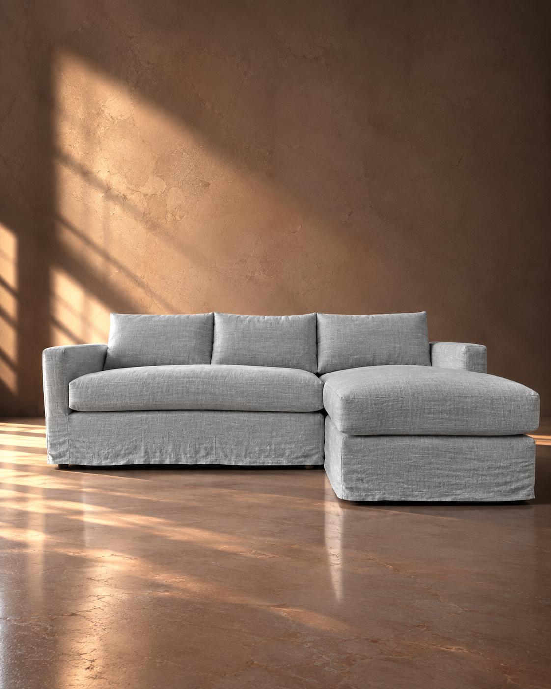 Seccional Monterrey Desenfundable Lino Natural