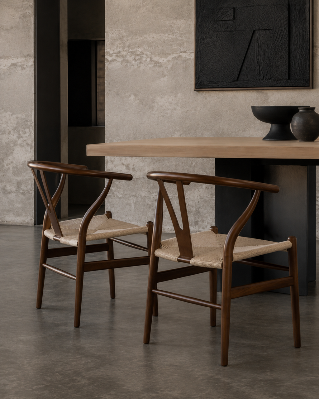 Silla Wishbone Madera de Haya Nogal y Cuerda Beige (Llegada en Agosto)