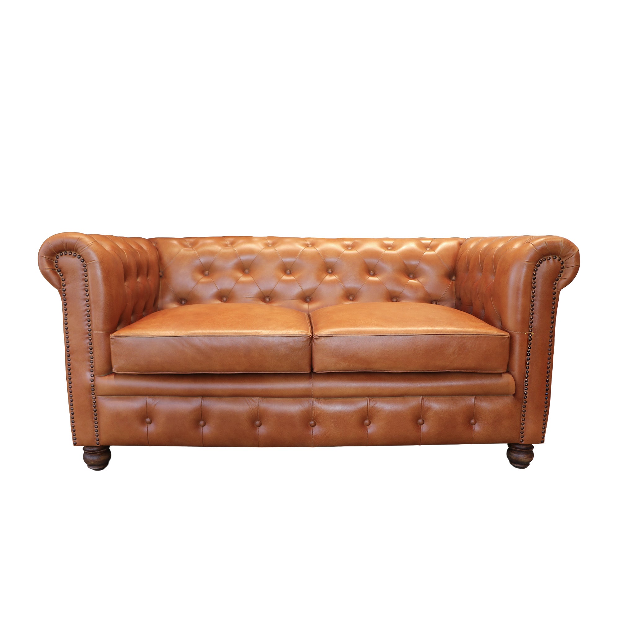 Sofá Chesterfield de Cuero Natural 2C Caramelo