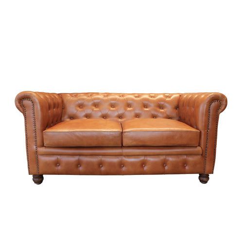 Sofá Chesterfield de Cuero Natural 2C Caramelo