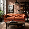 Sofá Chesterfield de Cuero Natural 3C Caramelo