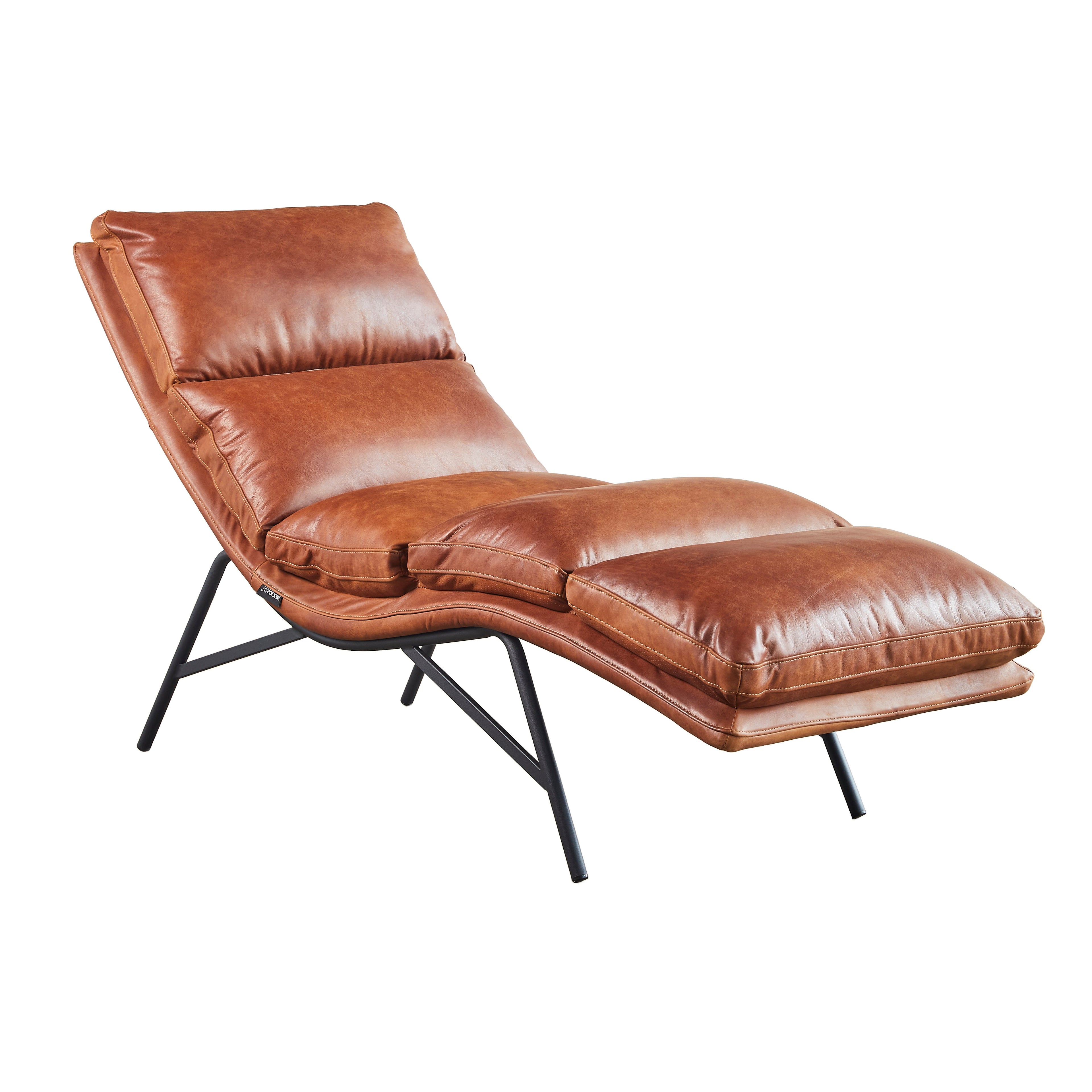 Reposera Simon Cuero Caramel y Acero Sand Black