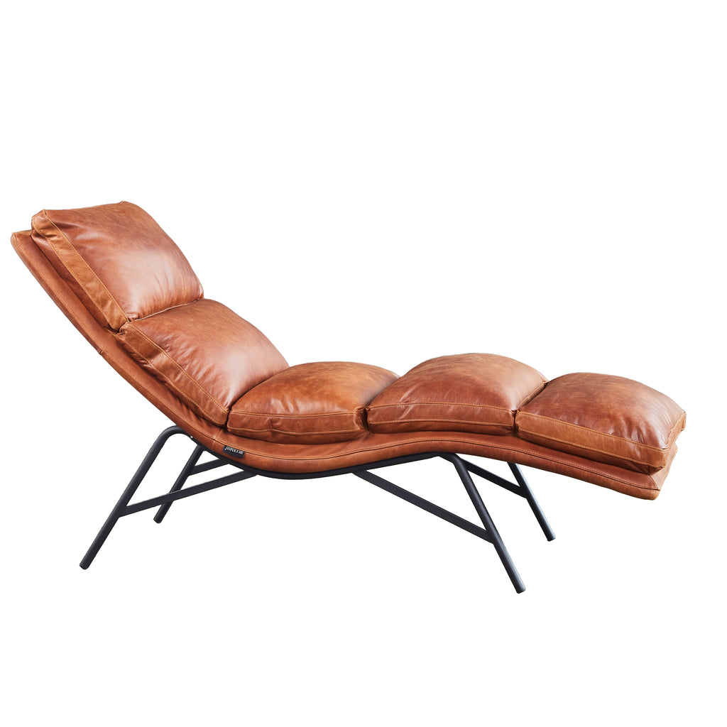 Reposera Simon Cuero Caramel y Acero Sand Black - vista 3