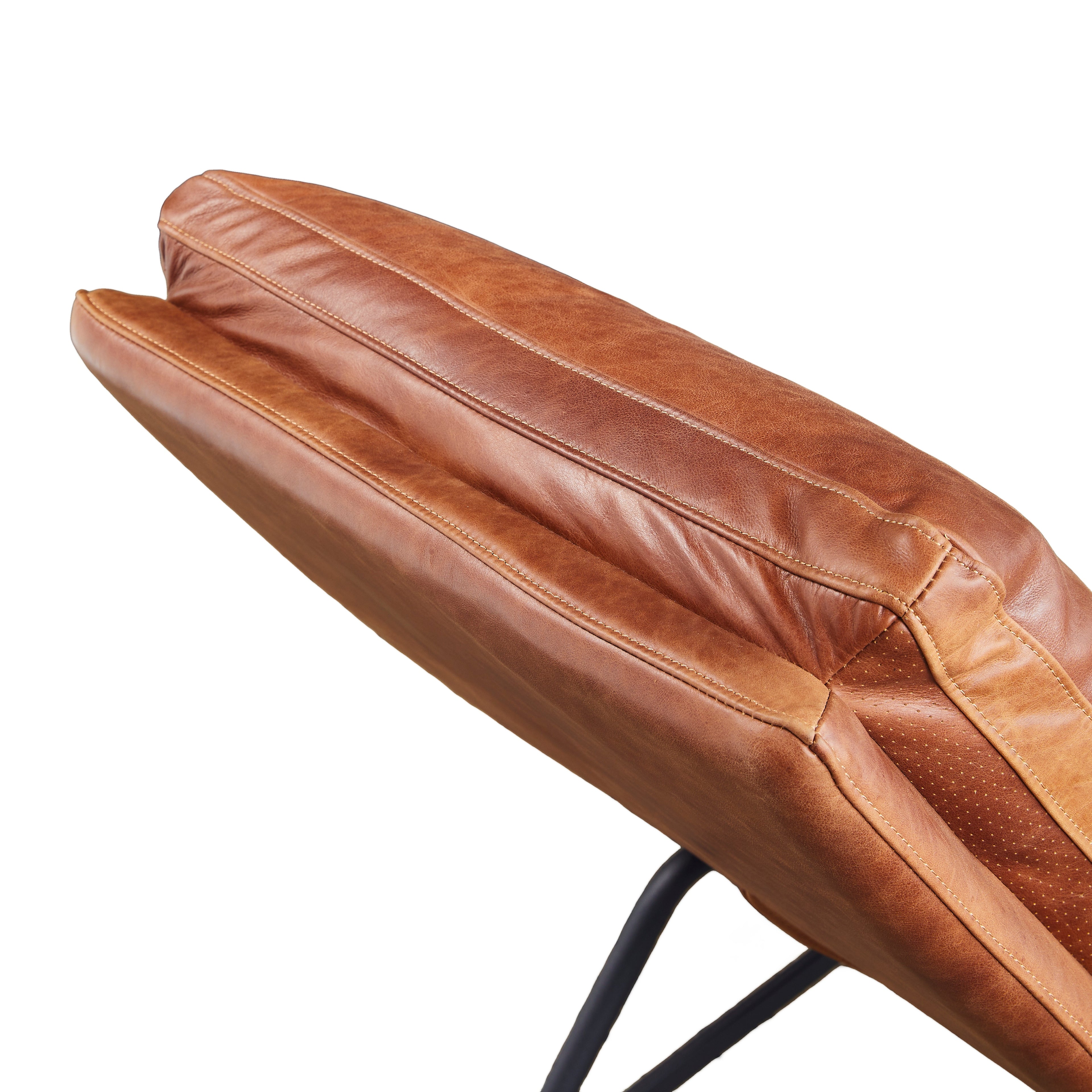 Reposera Simon Cuero Caramel y Acero Sand Black - vista 6